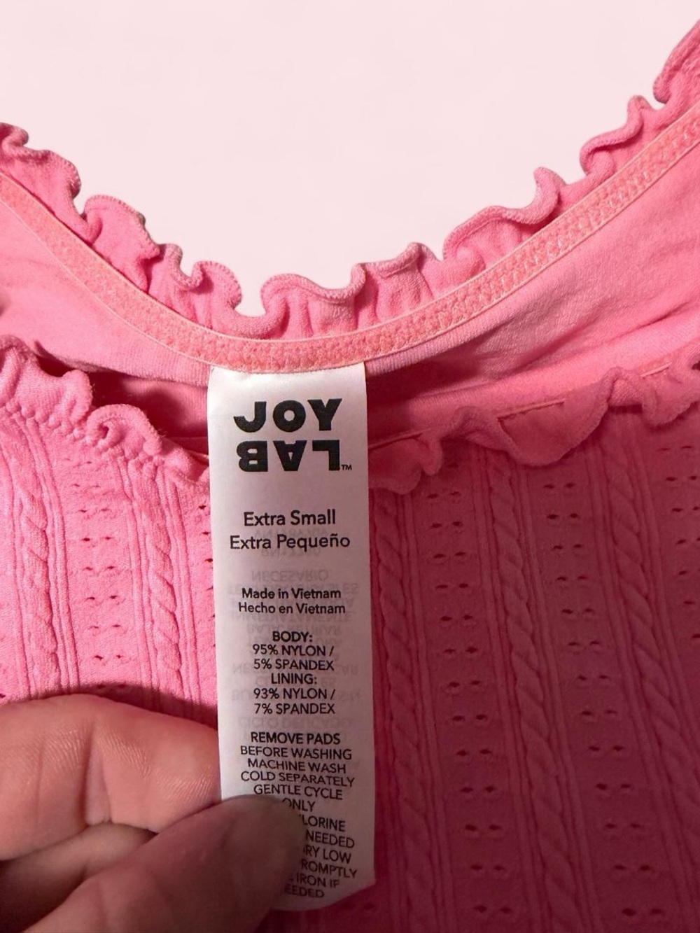 JoyLab Pink Eyelet Ruffle Trim Tank - Picture 3 of 3